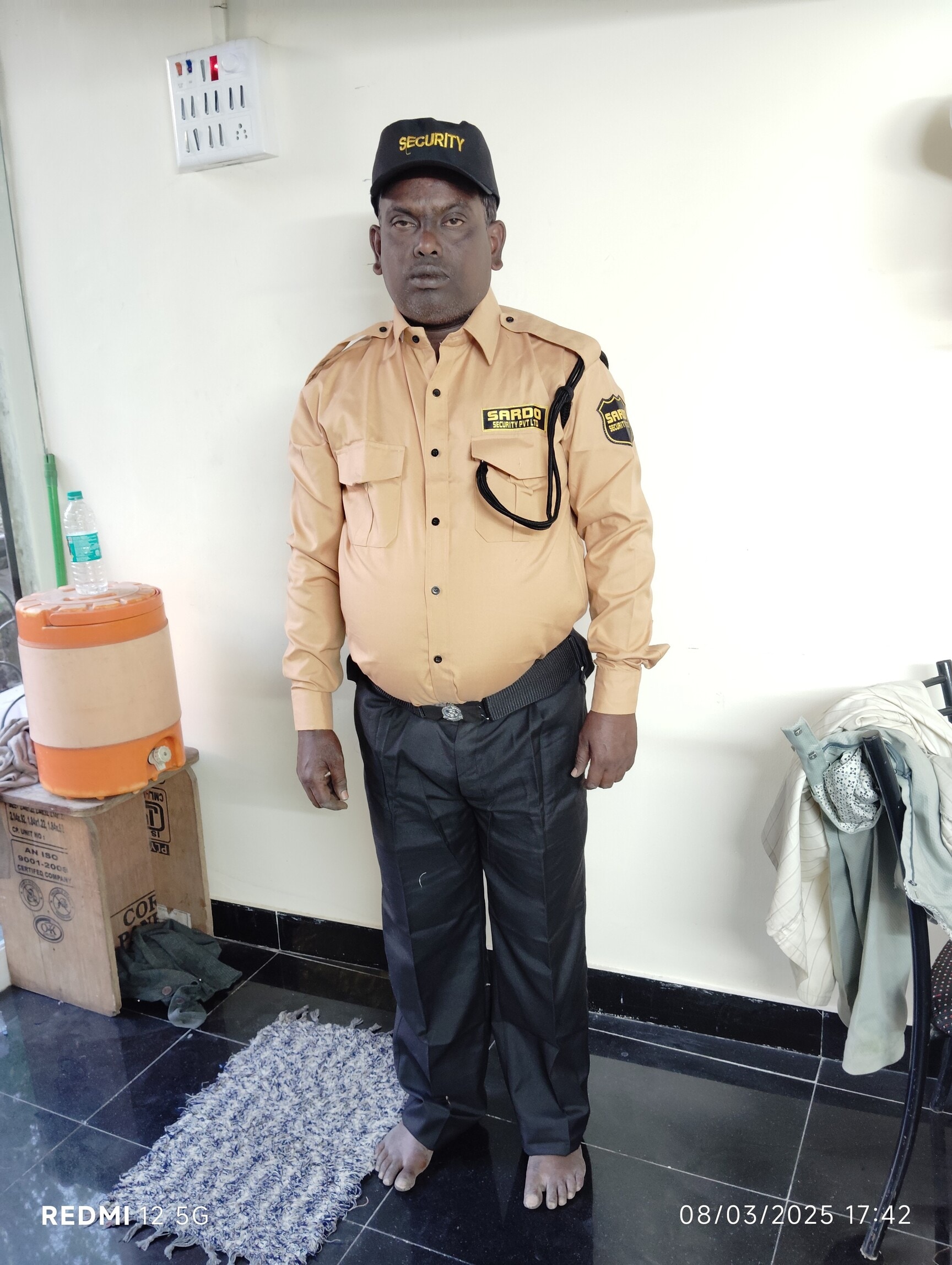 Security guard on duty at commercial complex